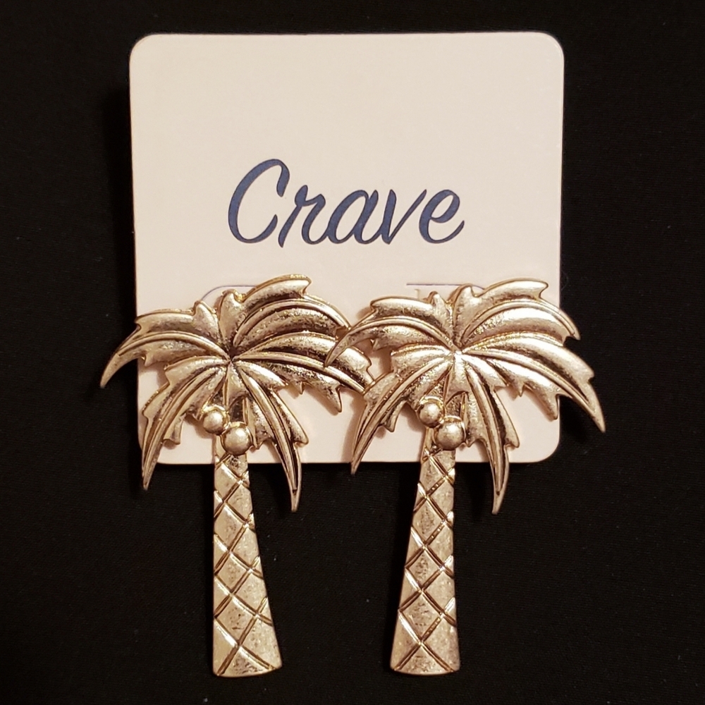 Gold Palm Tree Post Earrings